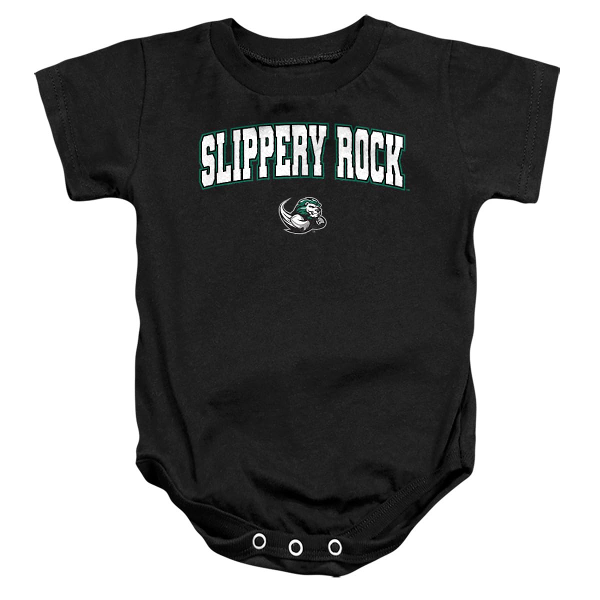 LOGOVISION Slippery Rock University Arch Logo Secondary Unisex Infant Snap Suit for Baby, Black, Medium