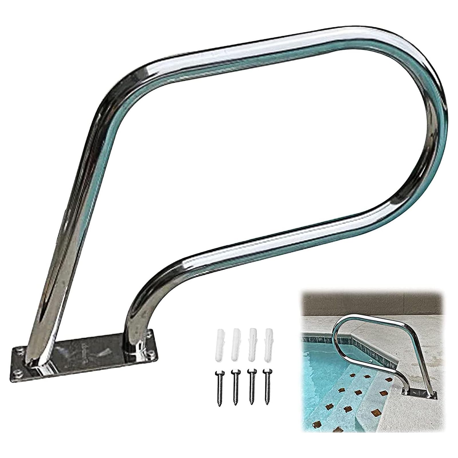 Pool Stair Rail Pool Rail Pool Railing Handrail 304 Stainless Steel Swimming Pool Hand Rail,Pool Stair Rail Easy Mount Hand Grab Rail