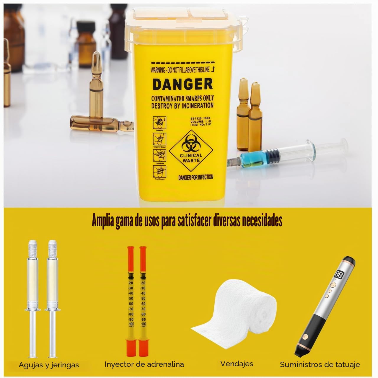 Contenedor De Objetos Punzantes 5 Uds Caja De Agujas Desechables Para Eliminación De Cuchillas De Barbero Y Recolección De Residuos De Salón 5.90X3.58X3.58In