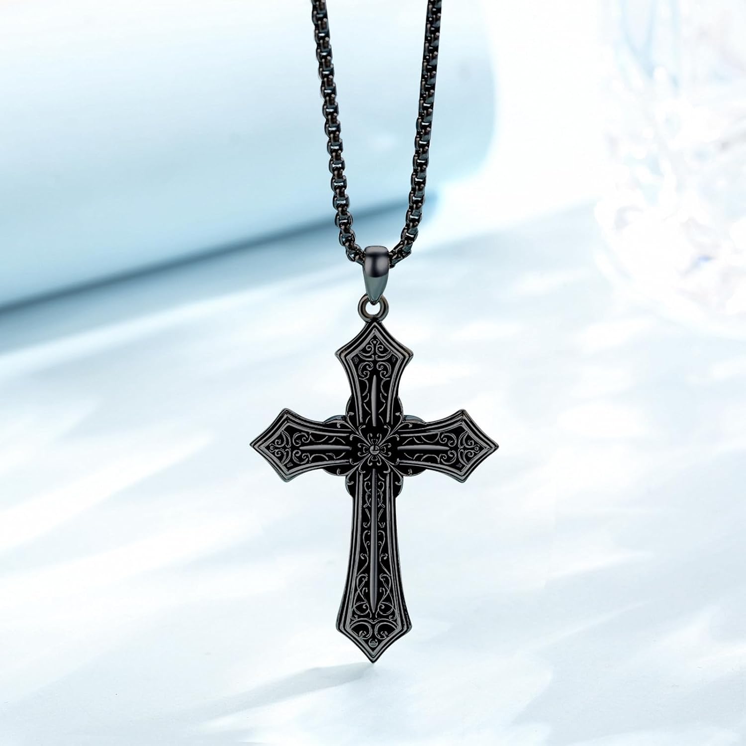 Gothic Cross/Crucifix/Celtic Cross/Virgin Mary/Heart/Flower Cross Necklace for Men Women 925 Sterling Silver Unisex Cross Pendant Christian Jewelry Christmas Gifts - Image 3