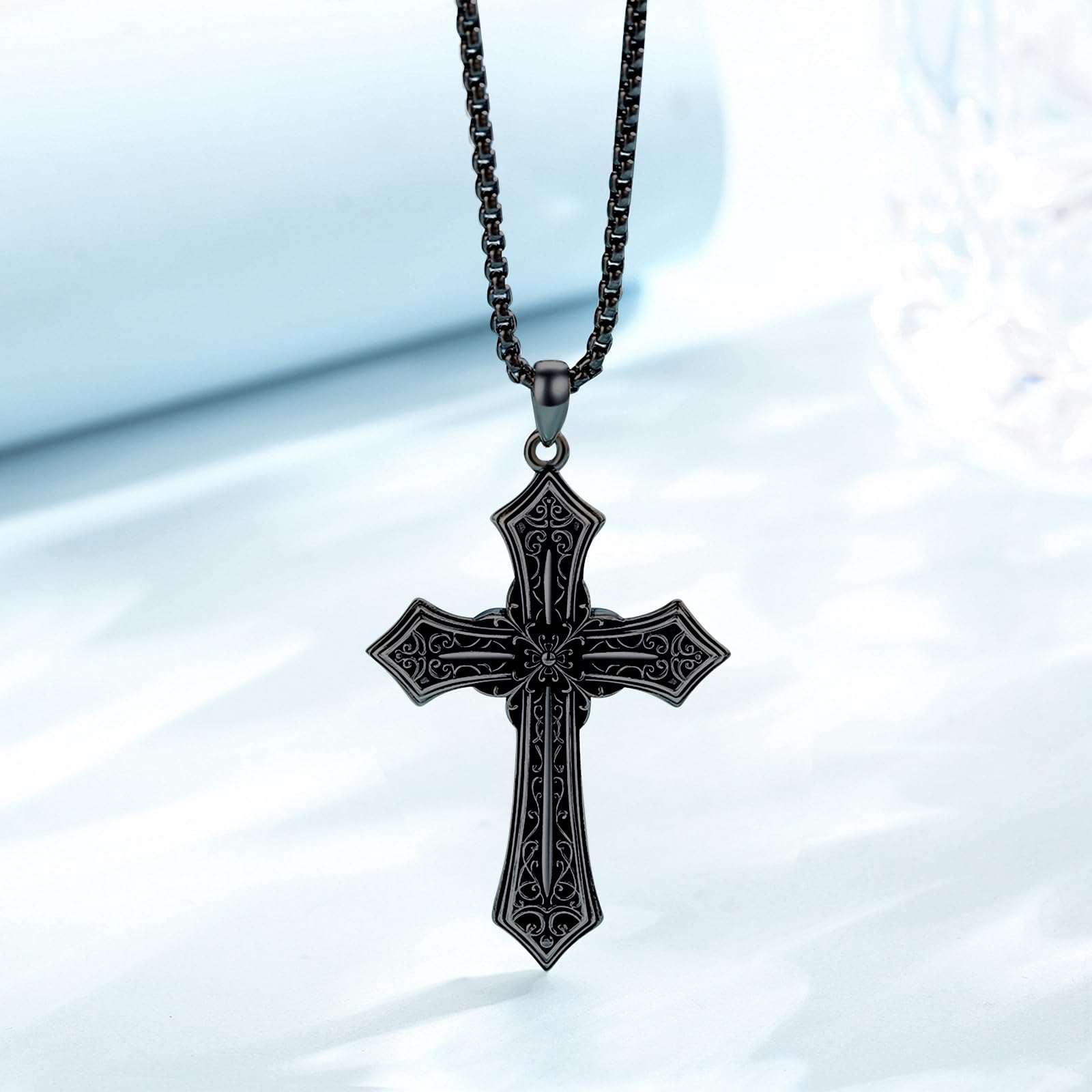 Suiknsn /Crucifix/Celtic Cross/Virgin Mary/Heart/Flower Cross Necklace for Men Women 925 Sterling Silver Unisex Cross Pendant Christian Jewelry Christmas Gifts