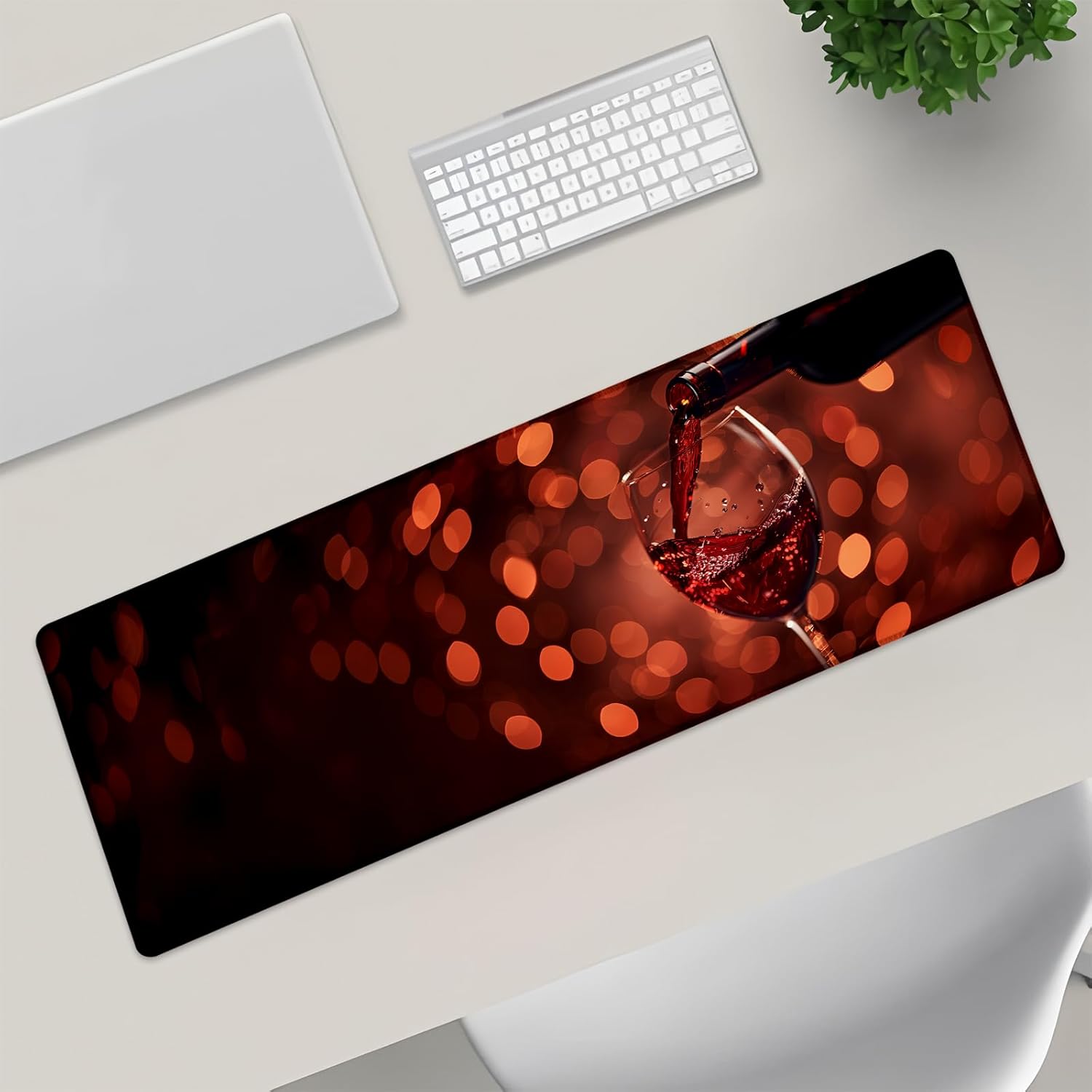 Red Wine Extra Large Gaming Mouse Pad, Desk Mat, Non-Slip Rubber Base, MousePads for School, Work, Home Accessories Decor Gifts 31.5" x 11.8"