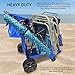 Beach Umbrella Wagon Cart Deluxe – Heavy Duty Folding Ocean Utility Cart – Large Sand Wheels – Holds 4 Beach Chairs – Storage Pouch -Holder –Removable Bag - Solid Blue