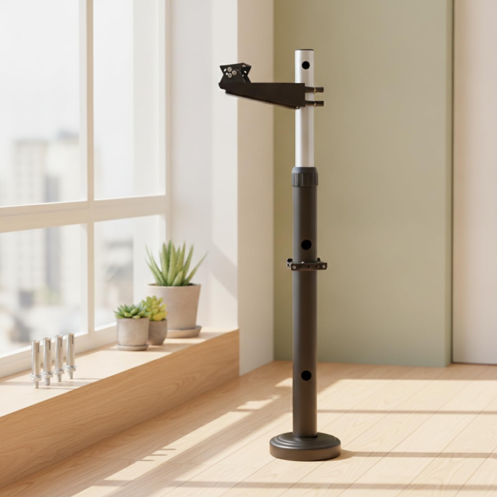 Soporte de Cámara Ajustable Soporte Telescópico Mástil de Vigilancia Base Ponderada Montaje Lateral Material Acero y Aleación de Aluminio Adecuado, Size to 2