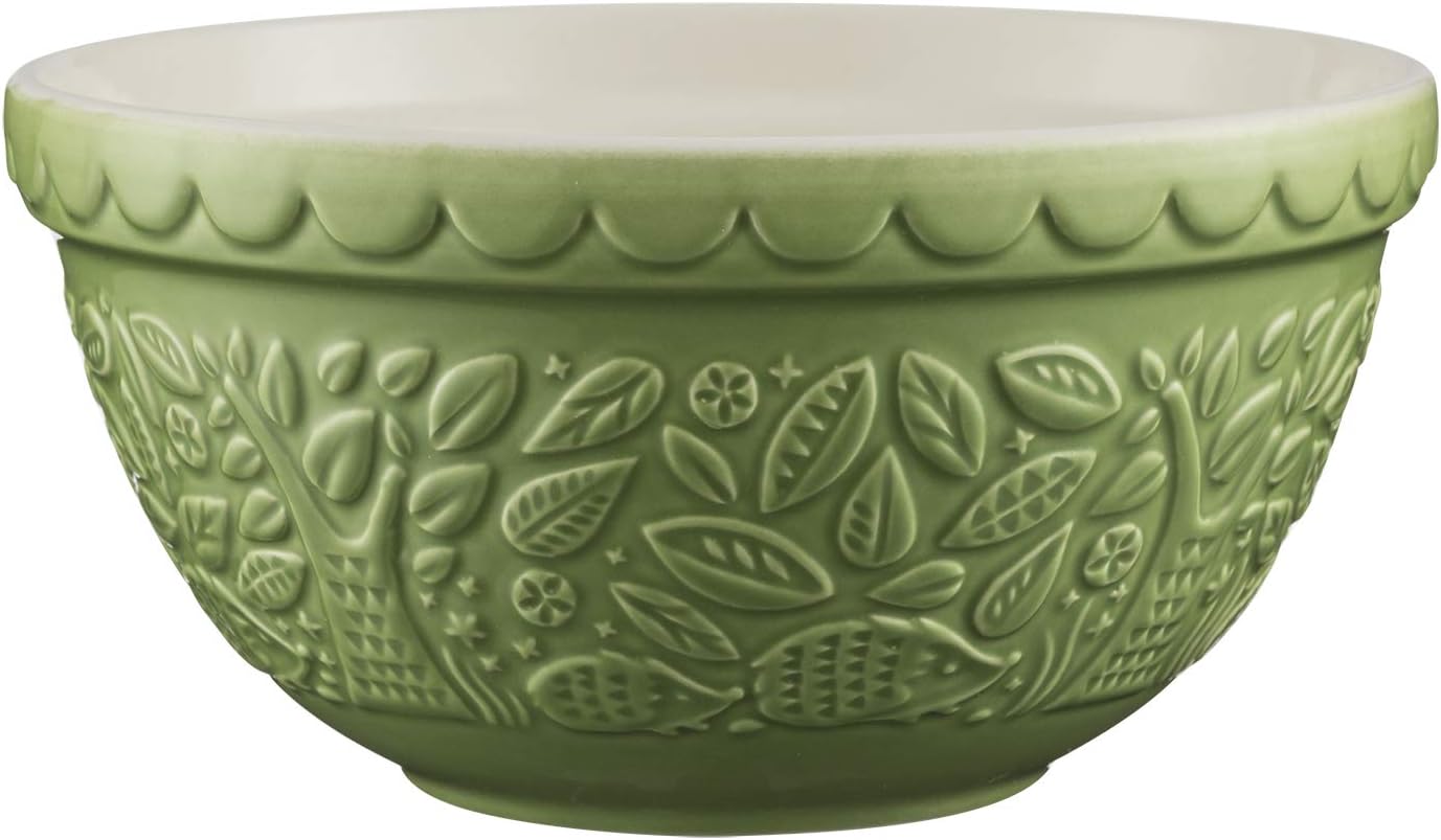Mason Cash | In the Forest S30 1.25 Quart Embossed Mixing Bowl | Hedgehog (Green)
