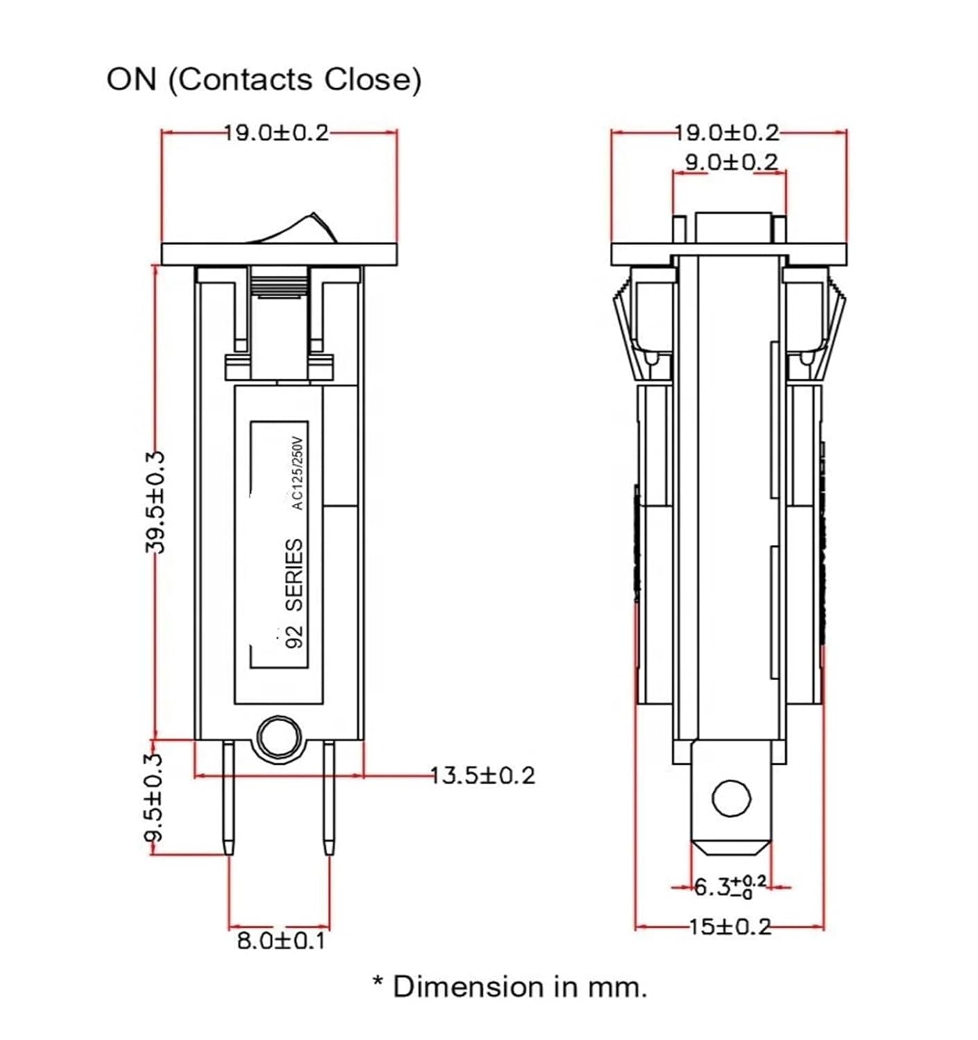 1Pcs 92 Series 16A Circuit Breaker Overload Switch Over Current Pr