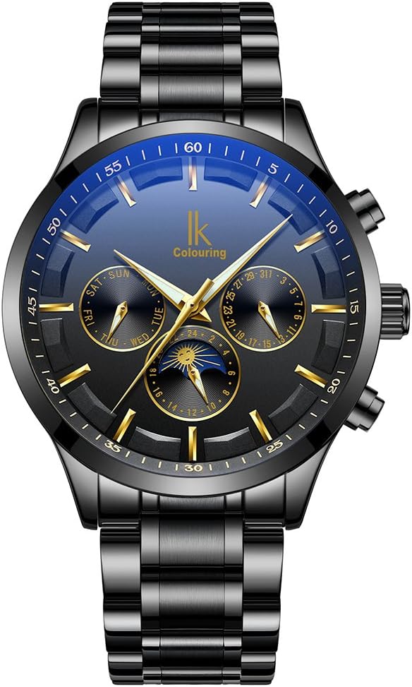 GOHUOS Men's Automatic Mechanical Working Sub Dials Auto Date Analog Stainless Steel Wrist Watches