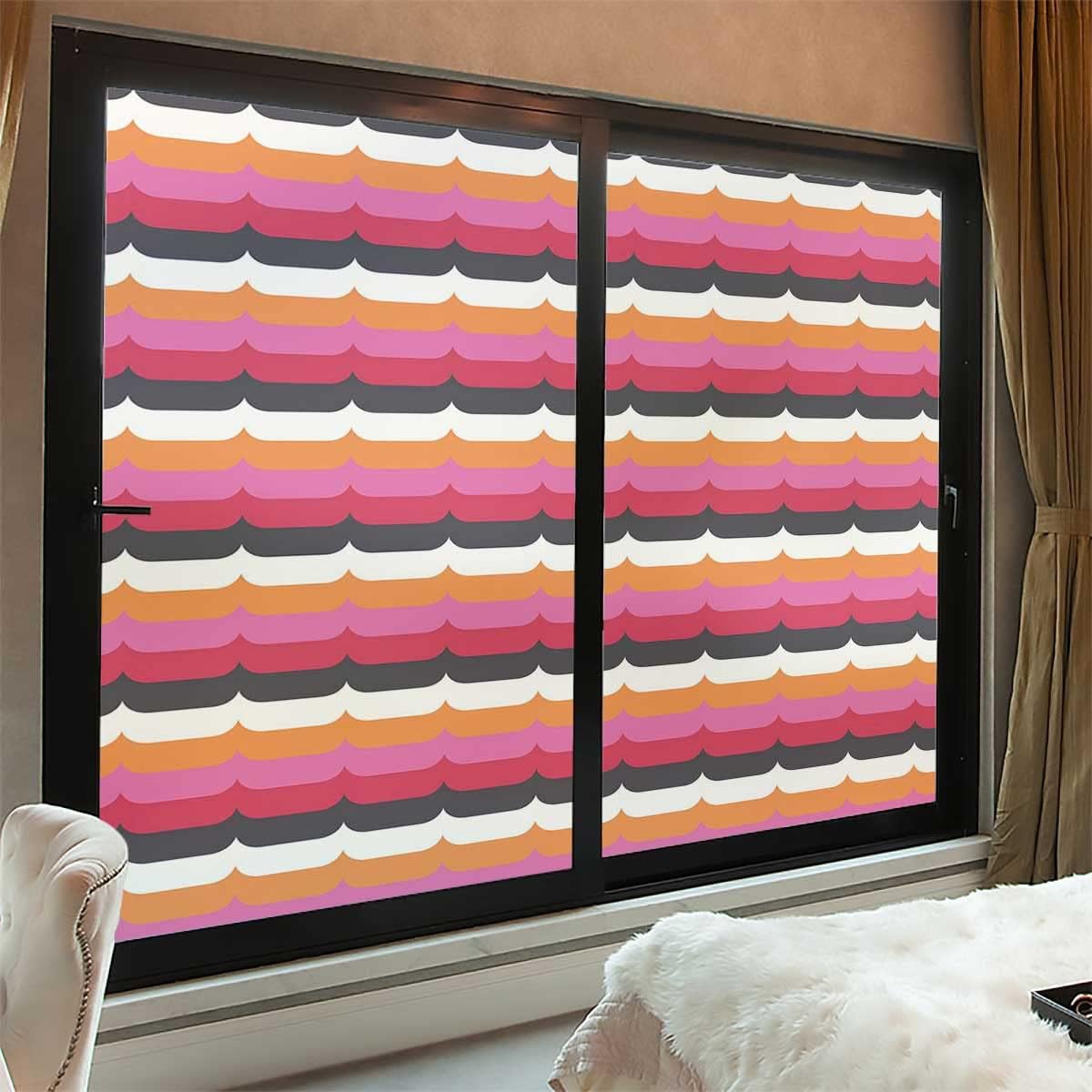 Window Privacy Film Vivid Curves Modern Glass Window Film No Glue Privacy Window Cling
