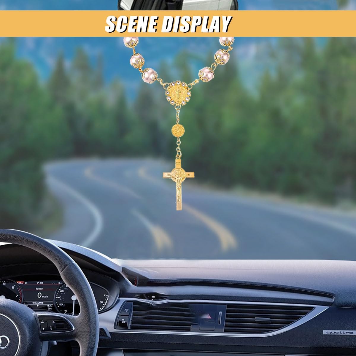 ZIMISI 2PCS Car Rosary for Rearview Mirrors (Black) image 4