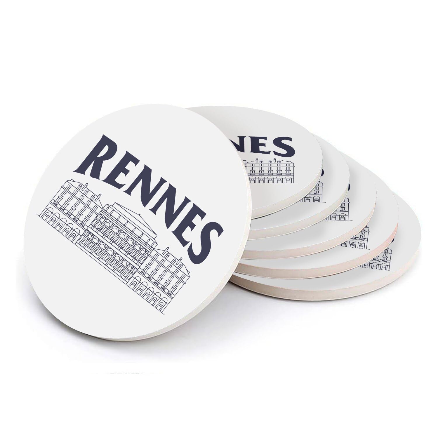 Sous verre ronds en céramique Rennes pour des apéritifs conviviaux style breton
