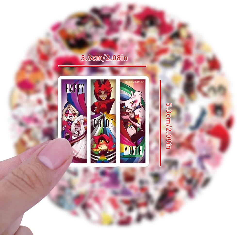 120Pcs Hazbin Cartoon Hotel Stickers Mixed Pack,Cartoon Characters Stickers Movie Decorative Sticker for Kids Teens Adults Waterproof Sticker for Water Bottle Laptop - Image 2