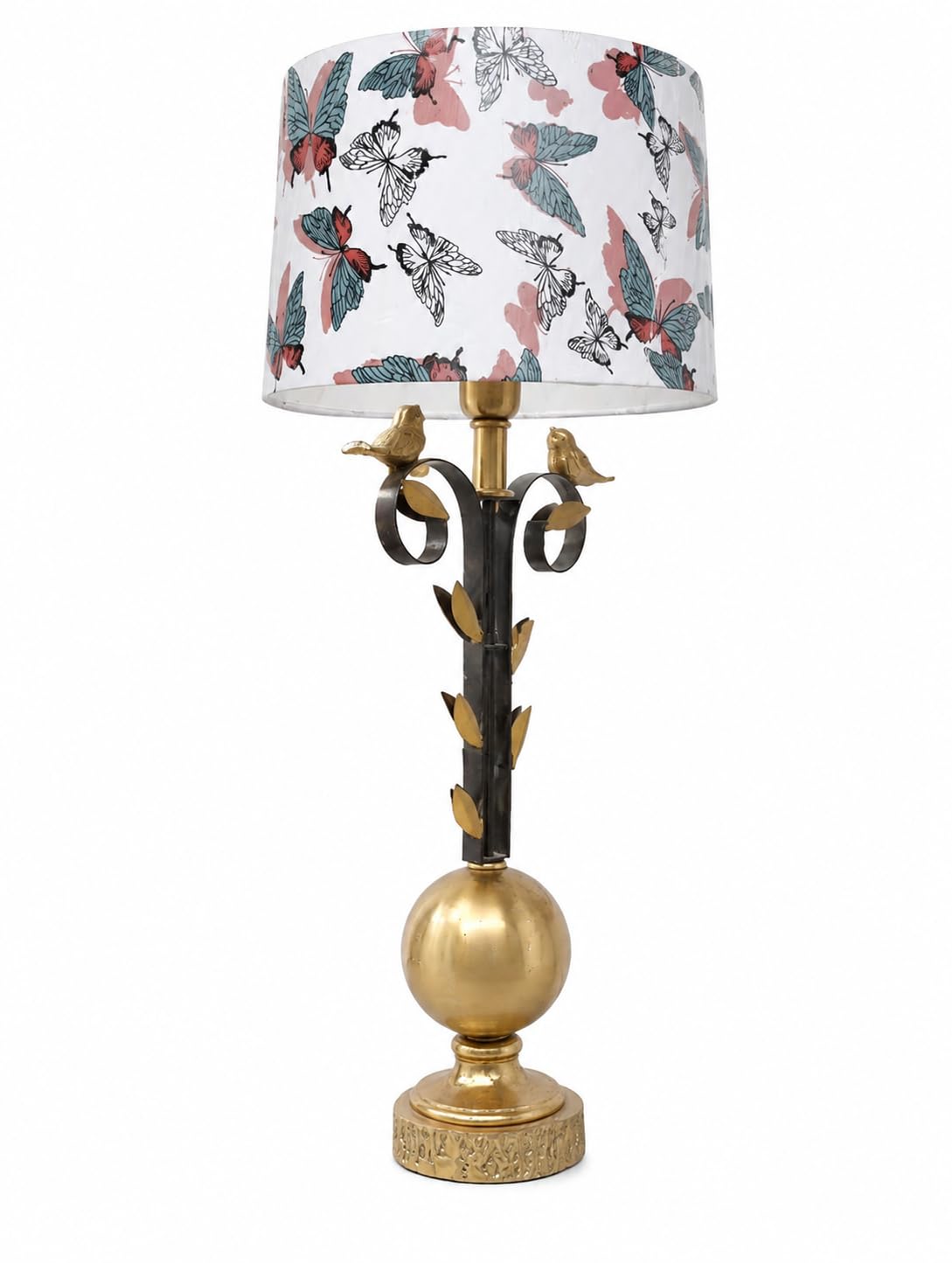 Decorative Table Lamp with Butterfly Print Fabric Shade | Gold Finish Metal Base, Bird & Leaf Accents, Soft Ambient Lighting, Living Room & Bedroom, Modern Design-image-44
