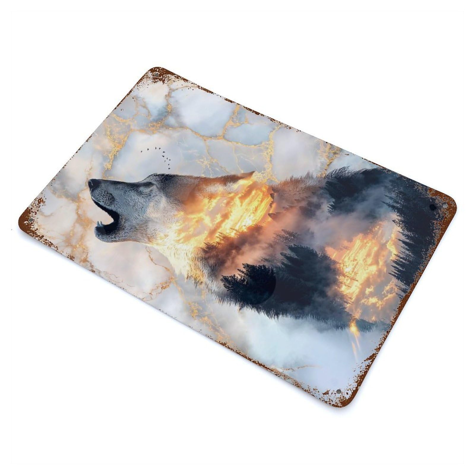 Garage Style Call of The Golden Horizon Distressed Metal Wall Sign 11.8"x7.9", Novelty Wall Decor for Bar And Workshop