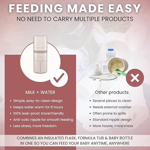 Miniatura 8 de MILK & WATER - Dispensador de biberones y fórmula para bebés todo en uno, 5 onzas, mantiene el agua caliente y la fórmula fresca, biberón para