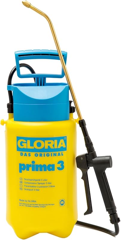 GLORIA Drucksprühgerät prima 3 | 3 Liter Gartenspritze & Drucksprüher | Kompakte Sprühflasche für Pflanzenschutz & Unkrautvernichter | Pumpsprühflasche für kleinen Garten & Balkon