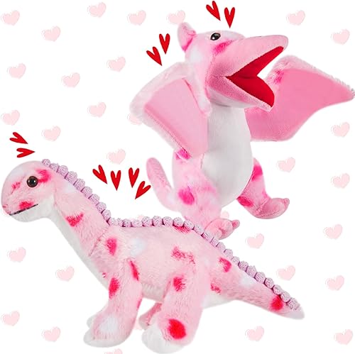 DEEKIN 2 piezas de animales de peluche para el día de San Valentín, dinosaurio de peluche con corazón Kawaii rosa, dinosaurios de peluche para niños DEEKIN 2 piezas de animales de peluche para el día de San Valentín, dinosaurio de peluche con corazón Kawaii rosa, dinosaurios de peluche para niños