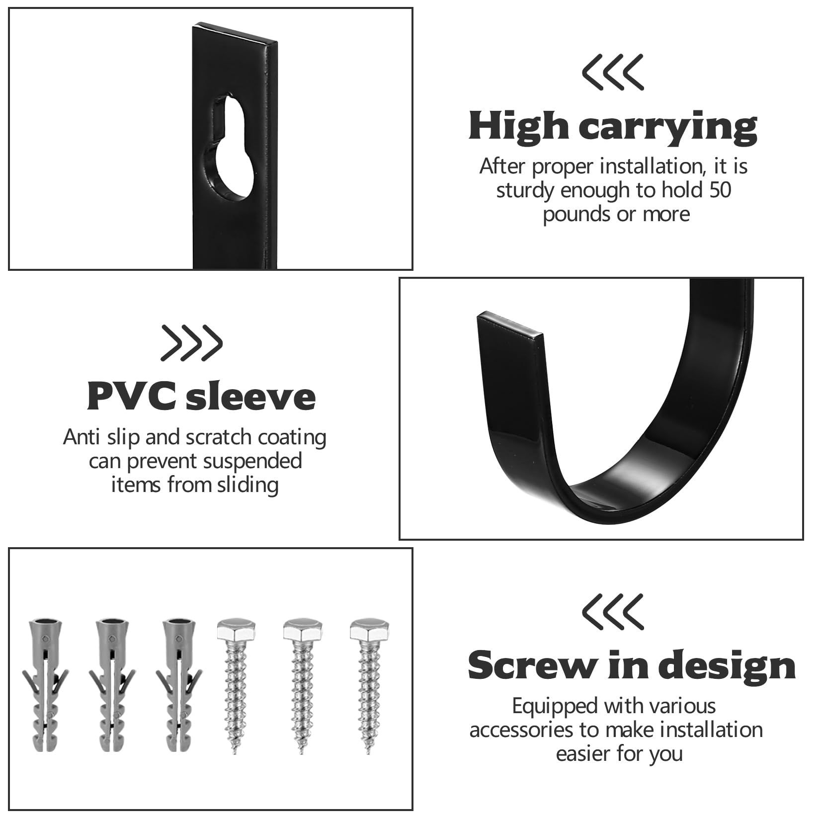 2 Ganci Da Parete Per Garage In Ferro - Porta Bici, Attrezzi O Sedie - Capacità 90 Kg, Con Protezione In PVC - 140 Mm - Foto 7