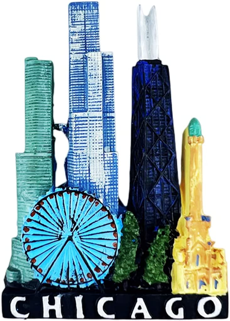 Chicago Illinois USA Magnet Fridge Refrigerator Magnet Decoration Sticker Souvenir Resin Crafts Kitchen Whiteboard