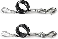 AYMMIC 44.5" Coiled Trailer Safety Cables, Vinyl-Coated Towing Chains with Safety Latch S-Hooks, 5,000 lbs Break Strength, 2-Pack