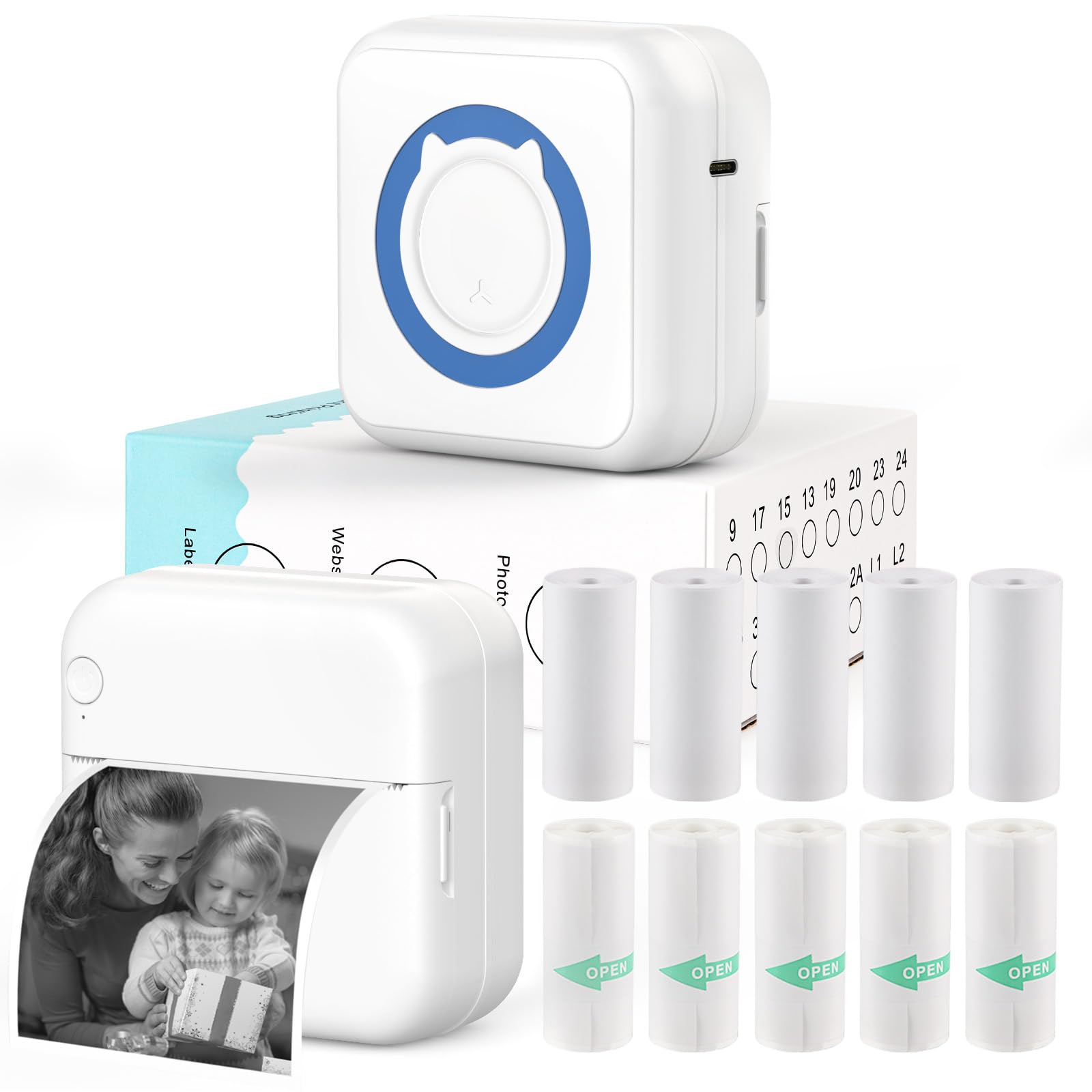 Mini Sticker Printer,Thermal Inkless Pocket Printers