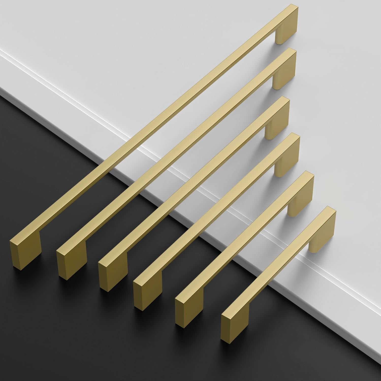 Amerdeco 10 Pack Brushed Gold Cabinet Pulls 5 Inch(128MM) Hole Centers Kitchen Cabinet Handles Cabinet Hardware Zinc Pull Handle Easy to Install ZH0060