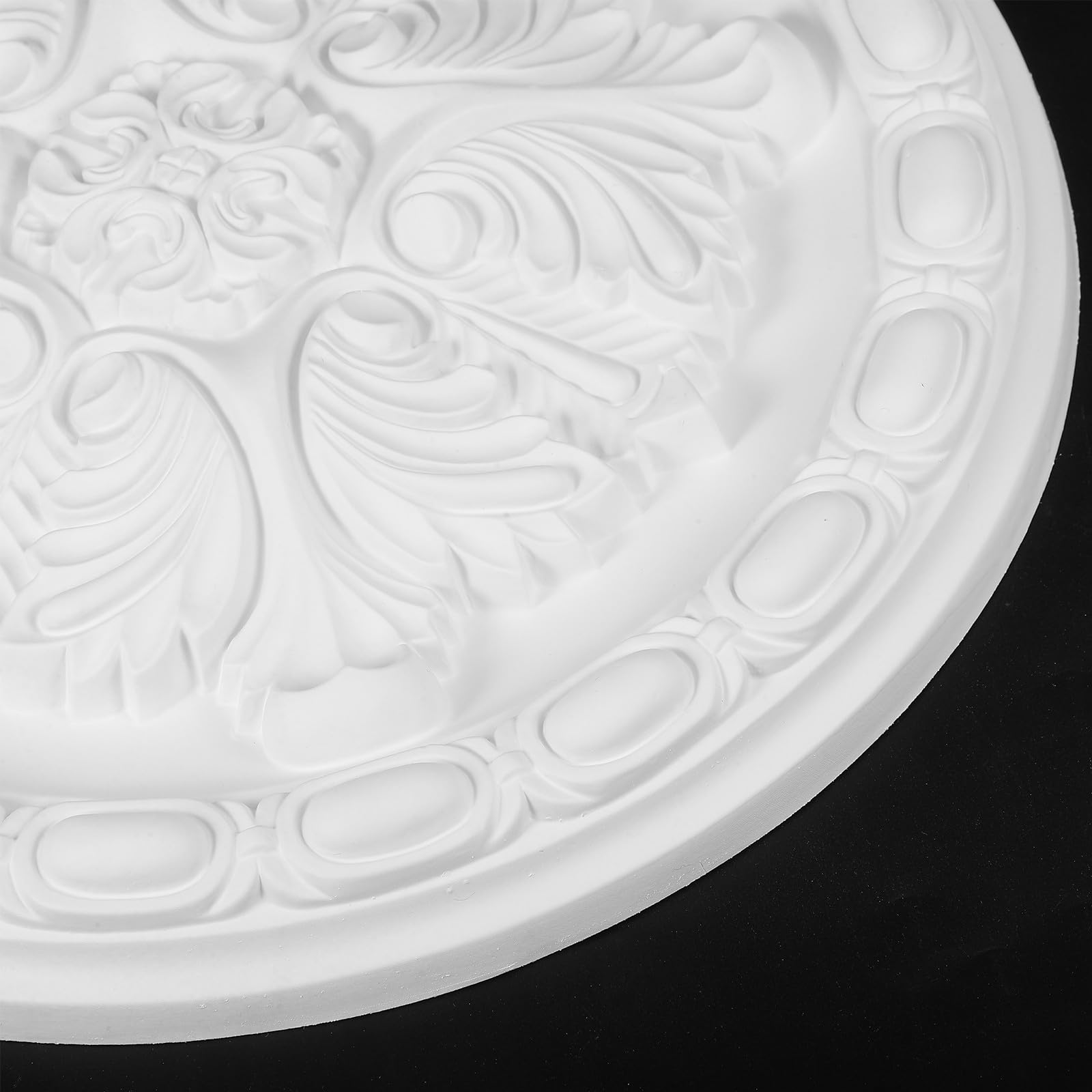 Rosone da Soffitto in Poliuretano Bianco Design Artistico Elegante, Medaglione Decorativo Resistente per Lampadari Salotto e Miglioramento Estetico del Soggiorno