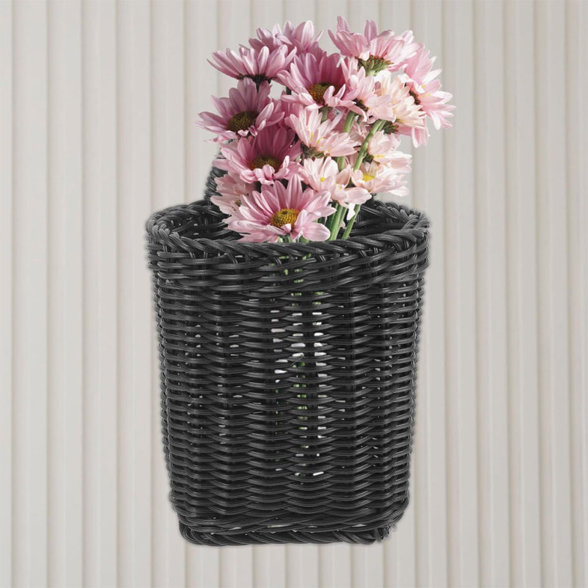 2pcs Black Plastic Hanging Basket for Bathroom Storage and Sundries