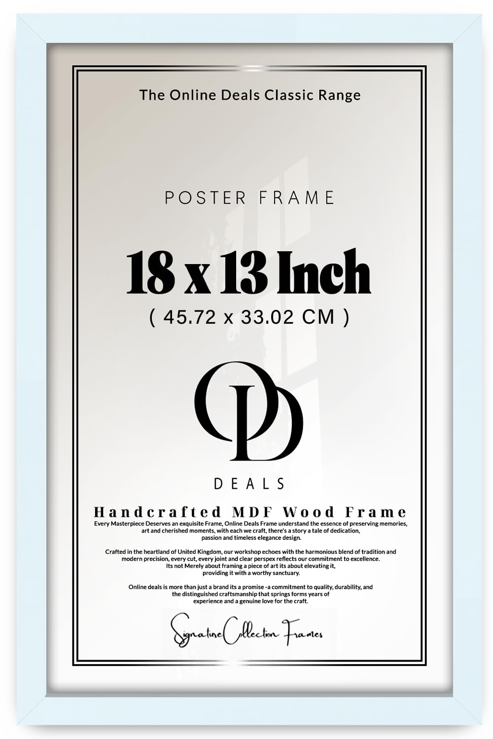Od Deals White | Classic 18 X 13 Inch Rectangle Frame — Solid Wood Finish, Clear Perspex Front For Poster, Photo And Picture Display With Wall Hanging And Tabletop Stand (45.72 X 33.02 Cm)