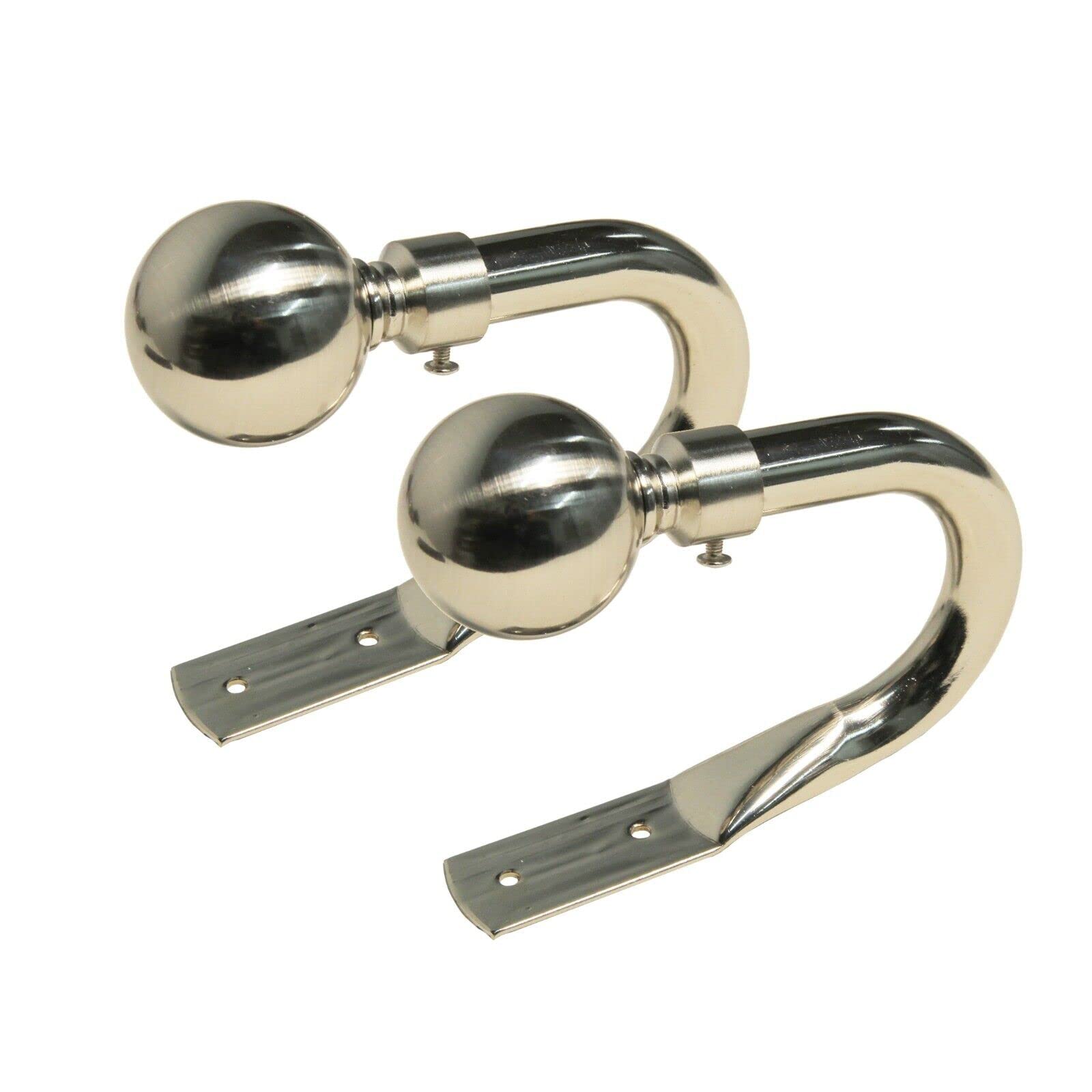 Lister Cartwright Curtain Hold Backs 2 x Metal Curtain Holdback Decorative Drapery All Fixing Inc (Metal Ball Polished Steel)