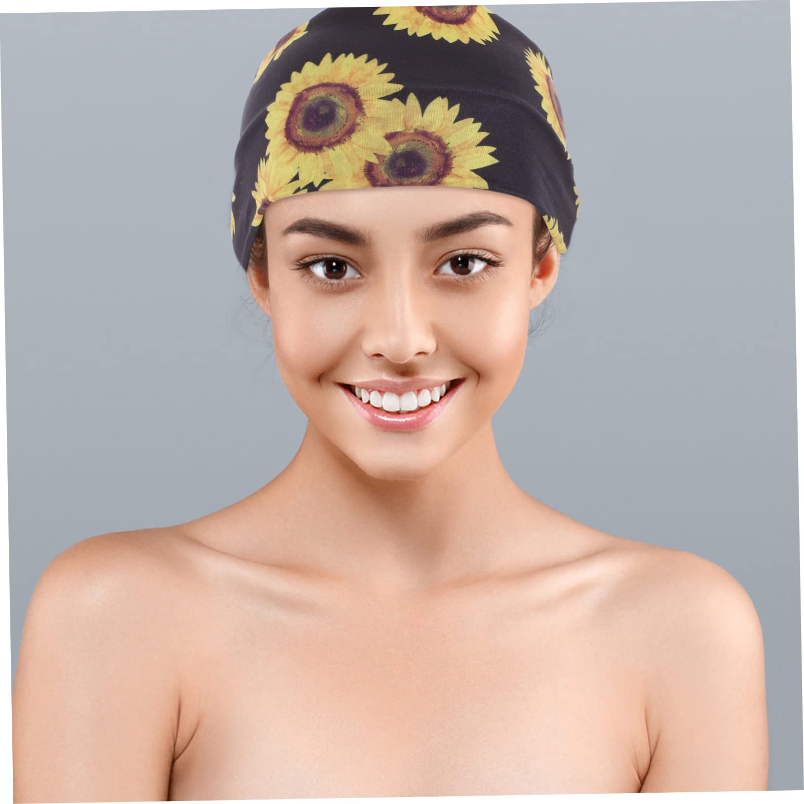 minkissy 9piezas Diademas Deportivas Para Mujer Diseño De Girasol Banda Para Sudor De Yoga Turbante Para Correr y Ejercicio Banda Elástica Ancha y Transpirable