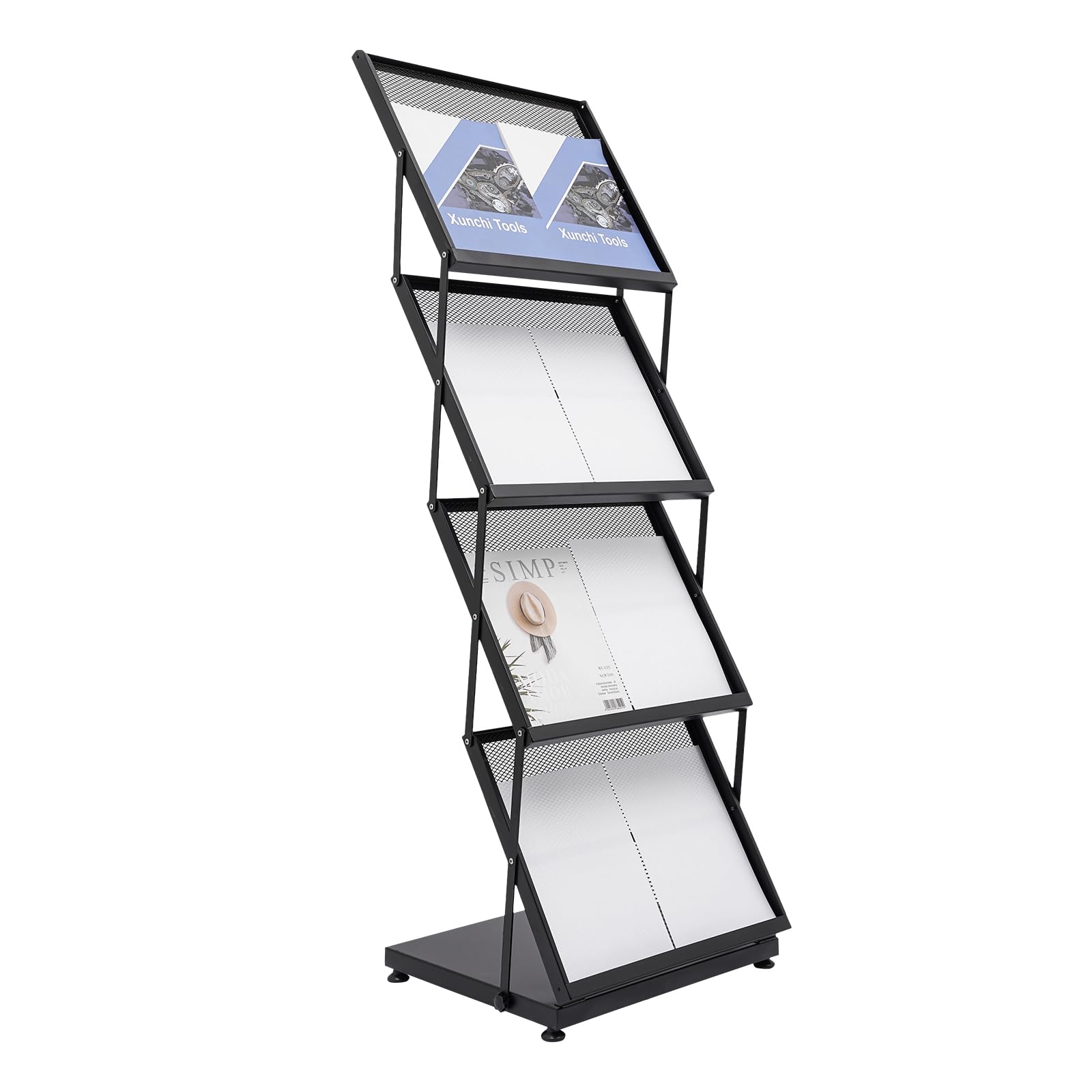 Prospektständer A3 46×37×132cm Faltbarer Zeitschriftenständer mit 5kg Tragfähigkeit Zeitschriftenständer Für Gemeinsamer Empfangsbereich & Messen (Schwarz)