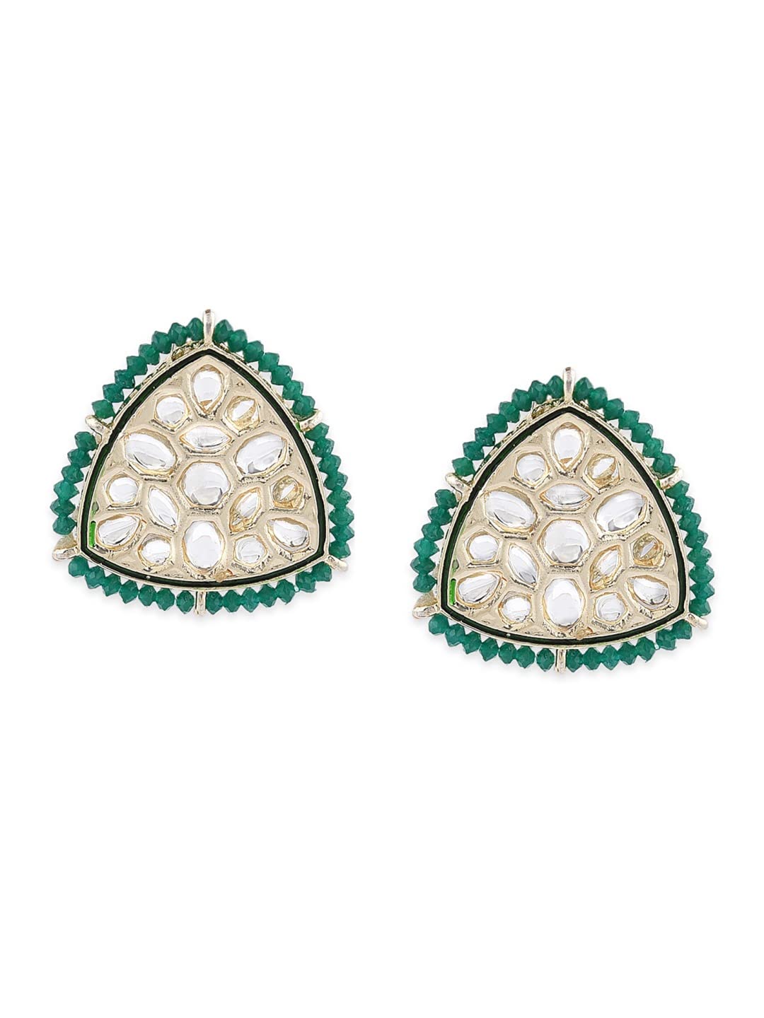 Zaveri Pearls Green Dazzling Crystal Beaded Triangular Kundan Stud Earring For Women-ZPFK11433 (B09MKNT8Z6) Amazon Price History, Amazon Price Tracker