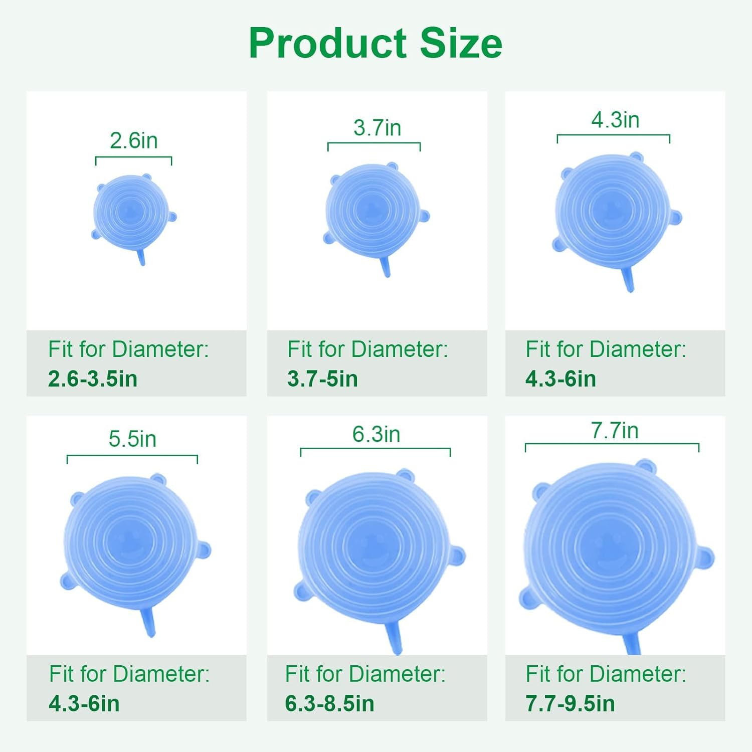 Silicone Stretch Lids – 6 Pack Reusable Food Covers,Flexible Silicone for Bowls, Containers, Fruits – Airtight & Leakproof Seal for Kitchen Storage(blue) - Image 2