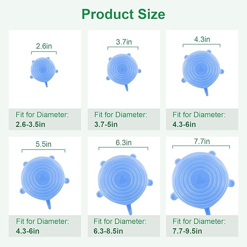 Miniatura 2 de Tapas elásticas de silicona, paquete de 12 fundas reutilizables para alimentos, silicona flexible para cuencos, recipientes, frutas, sello hermético