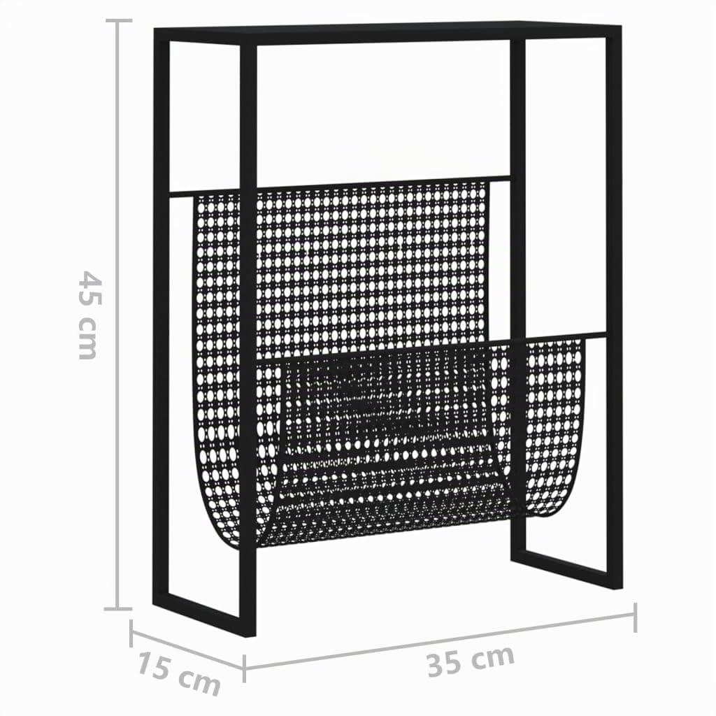 vidaXL Revistero de acero negro 35x15x45 cm