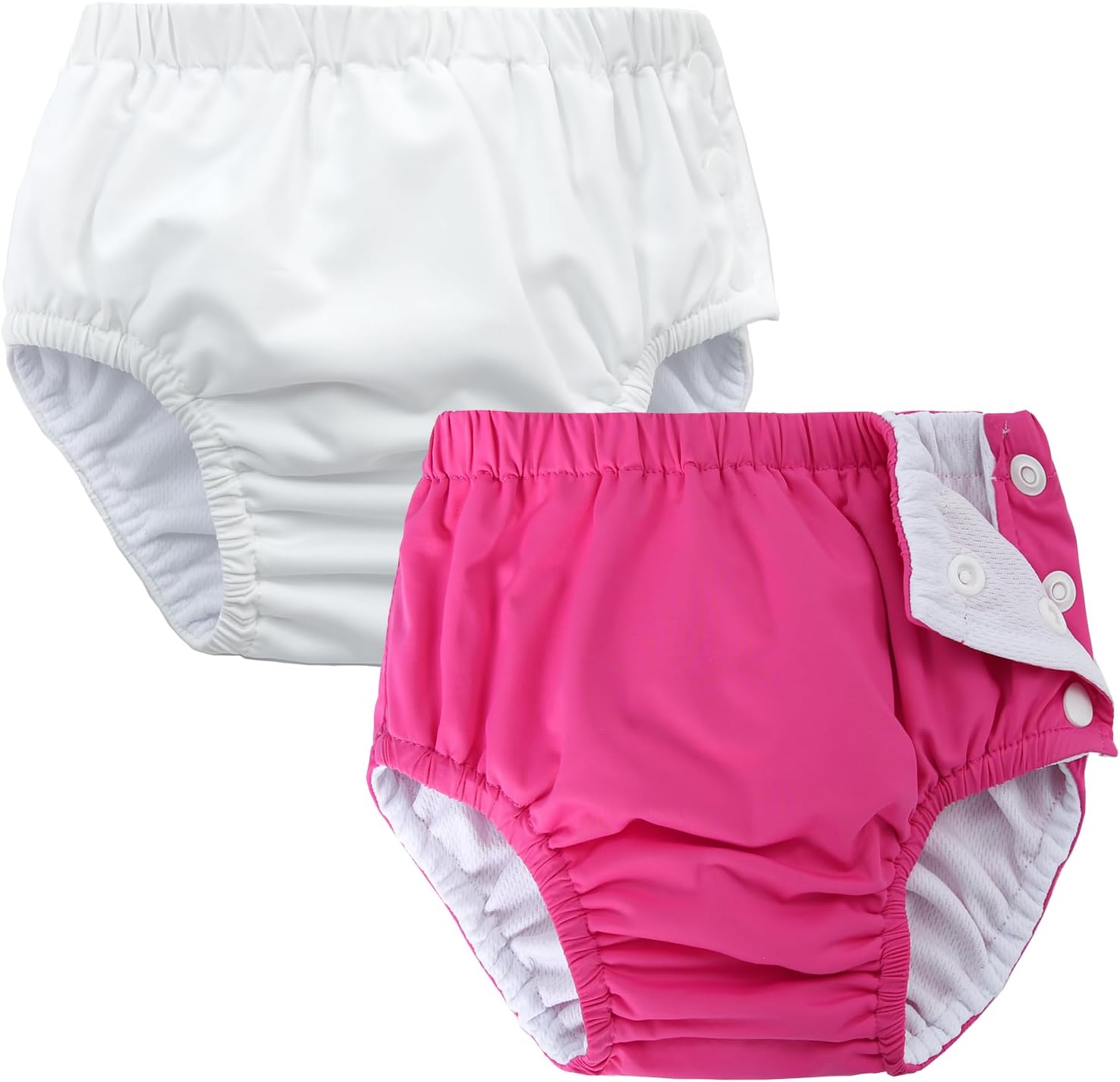 2 Pack Baby Newborn Reusable Swim Diapers Infant Unisex Washable Swim Diaper Toddler Swimming Diapers Pink Strawberry& Flamingo, 6-18 Months