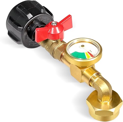 Miniatura 8 de Detoypapa Adaptador de recarga de propano para tanques de 1 libra, adaptador de propano mejorado de 90 grados, convertidor de 20 libras a 1 libra