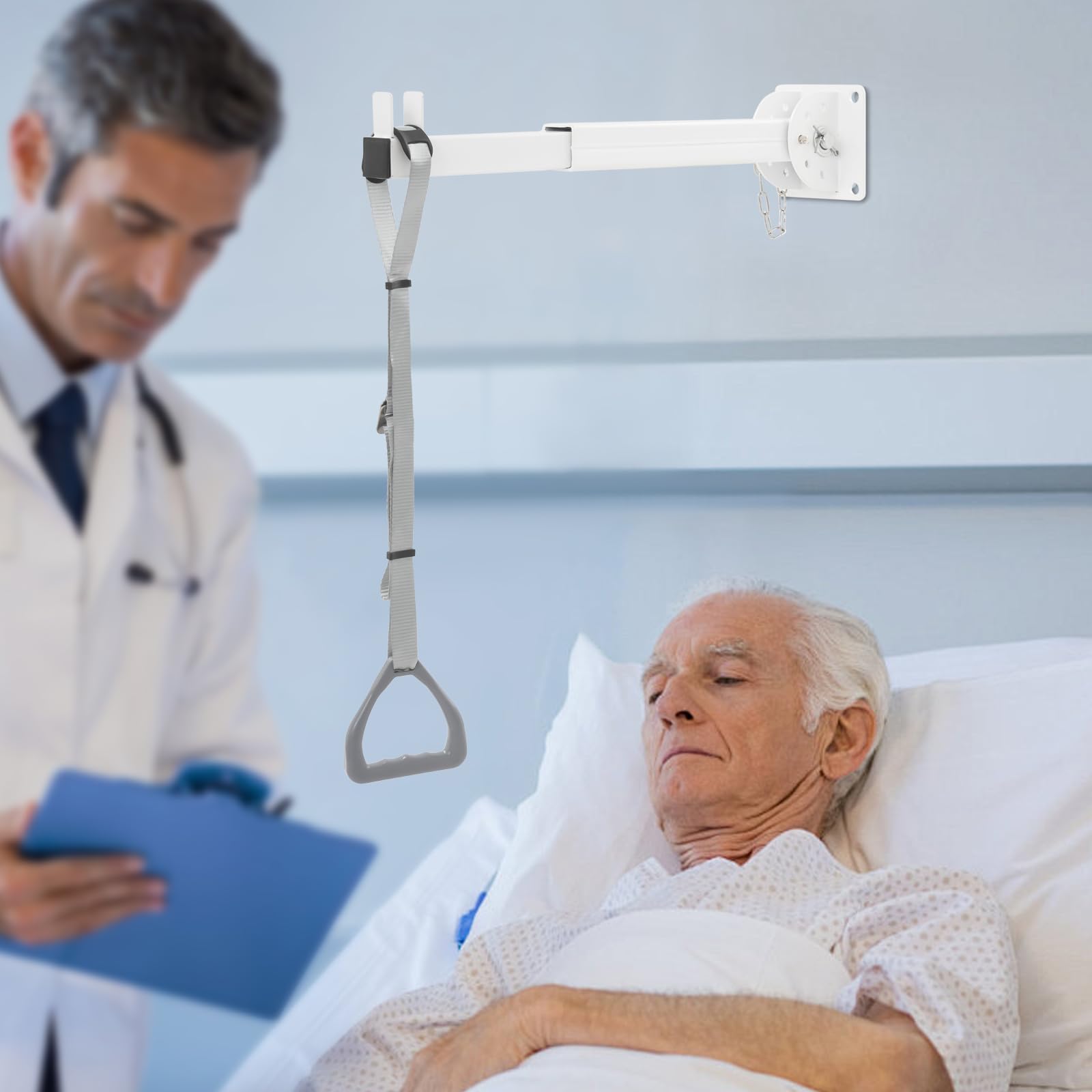 Drążek trapezowy do łóżka, pomoc w poruszaniu się, uchwyt transferowy, szyna łóżka, handicap, pomoc do podciągania, stolik nocny, uchwyt mocujący dla osób starszych, nad głową, szpitala