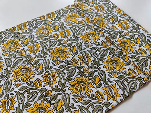 Image of Floral Printed Cotton Fabric Cloth Hand Block Print Fabric Women Material Running Jaipuri Hand Block Printed Women Dress Material Kurtis Natural 44 inch Inches Width 2.5 Meter (Pattern 29)