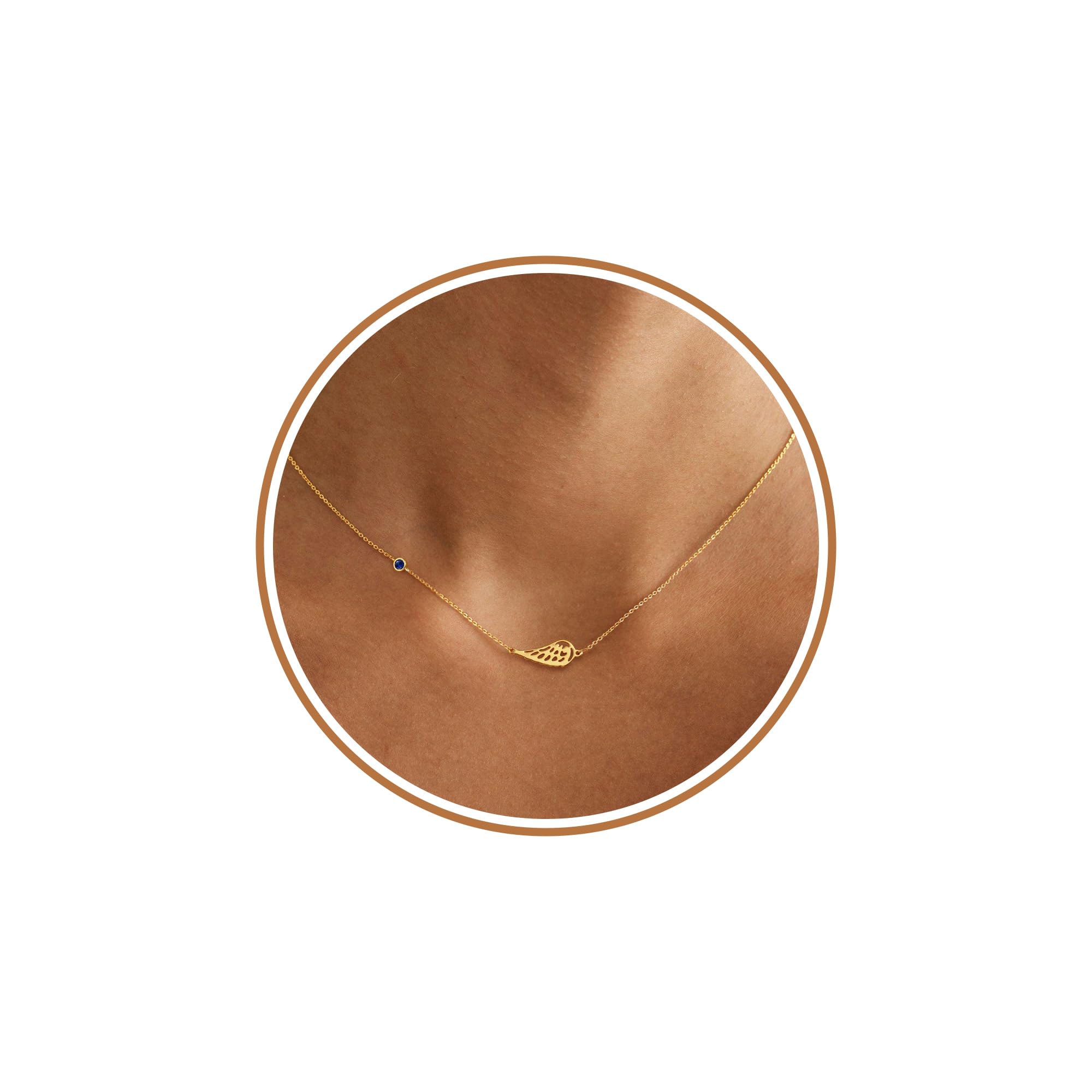 Valentines Day Gifts, Gold Angel Wings Necklace Sympathy Gifts for Loss of Loved One 1-12 Birthstone Necklace Guardian Angel Memorial Condolences Remembrance Comforting Spiritual Jewelry