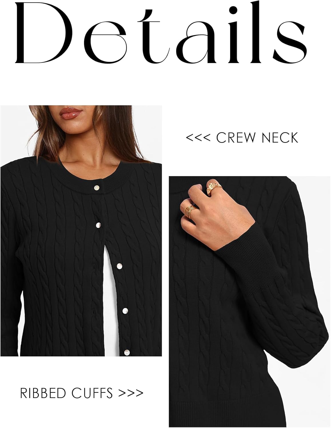 Darong Women's Long Sleeve Cable Knit Cardigan Sweater Fall Winter Open Front Button Up Outfits Fashion Clothes - Image 4