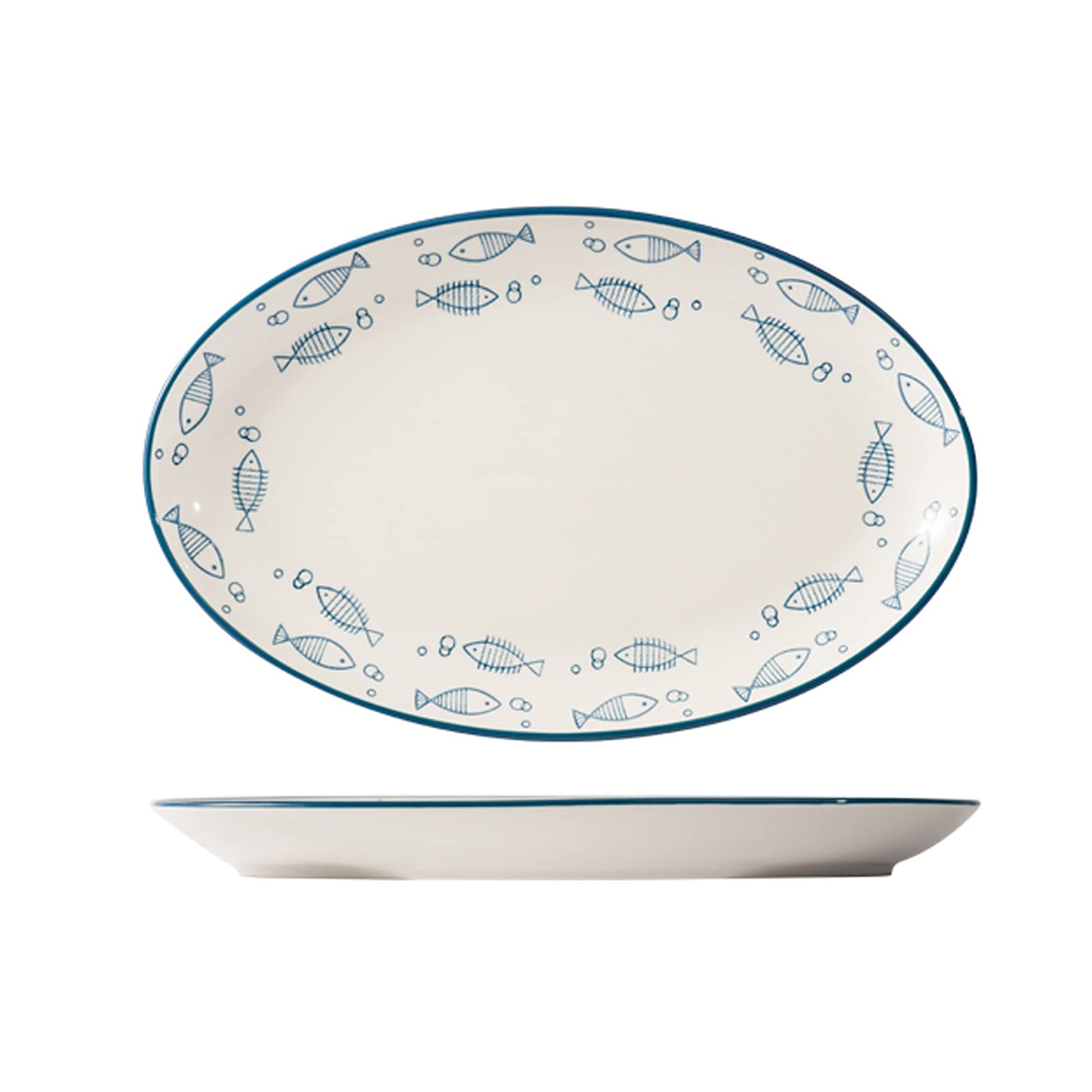 ksxnkhk Large Ceramic Dinner Plates,Oval Side Plates for Steak/Sushi/Bread/Salad/Main Course,Microwave & Dishwasher Oven Safe,Scratch Resistant