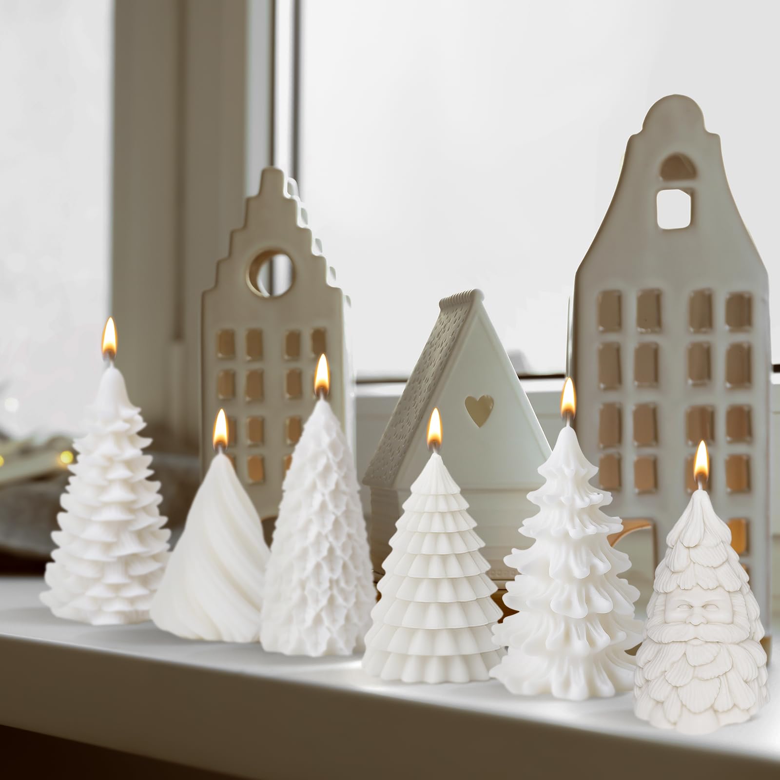 MTLEE Lot de 6 bougies de Noël parfumées au soja pour sapin de Noël - Décoration d'intérieur - Bougie en cire faite à la main pour chambre à coucher, salle de bain, fête