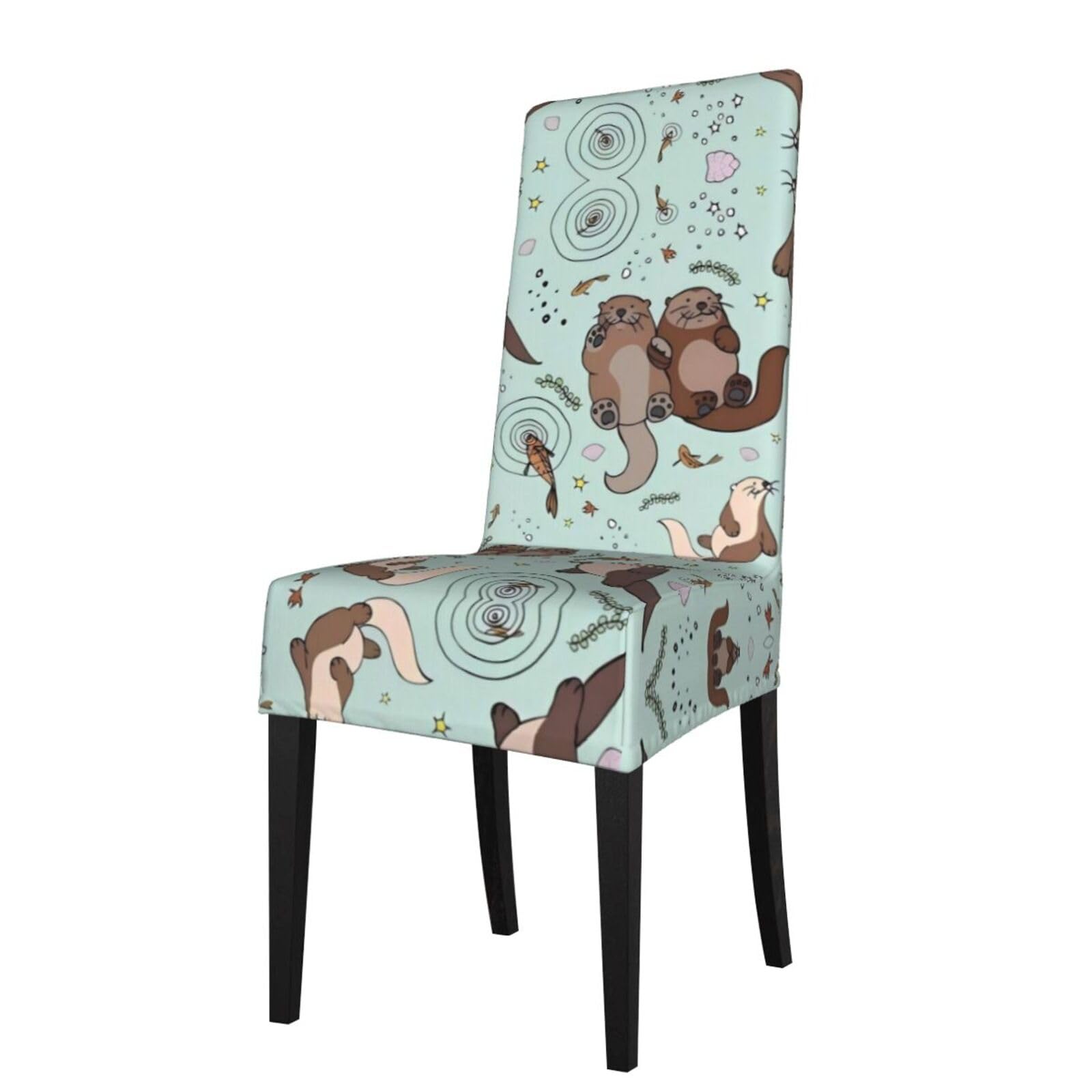 YYHHAOFA Cartoon Cute Otter Prints Protection Cover for Dining Chair - Stretch Slipcovers, Easy Refresh for Your Dining Room & Event Decor