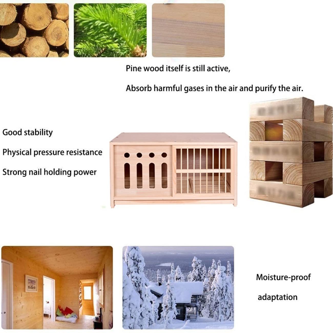 Hábitat De Animales Pequeños Jaula para Conejos con Bandeja Arena para Gatos De Interior Y Exterior Caja Nido De Palomas Jaula De Cria Suministros De Mascotas (Color : Wood Color, S : 90 * 45 * 50cm)