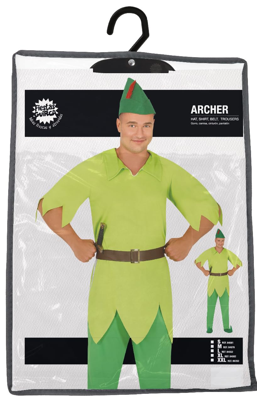 FIESTAS GUIRCA | Costume de Archer Adulte - Chemise, Ceinture, Chapeau et Pantalon - Costumes de Contes et Fées, Journée du Livre, Halloween et Carnaval - Idéal pour Hommes