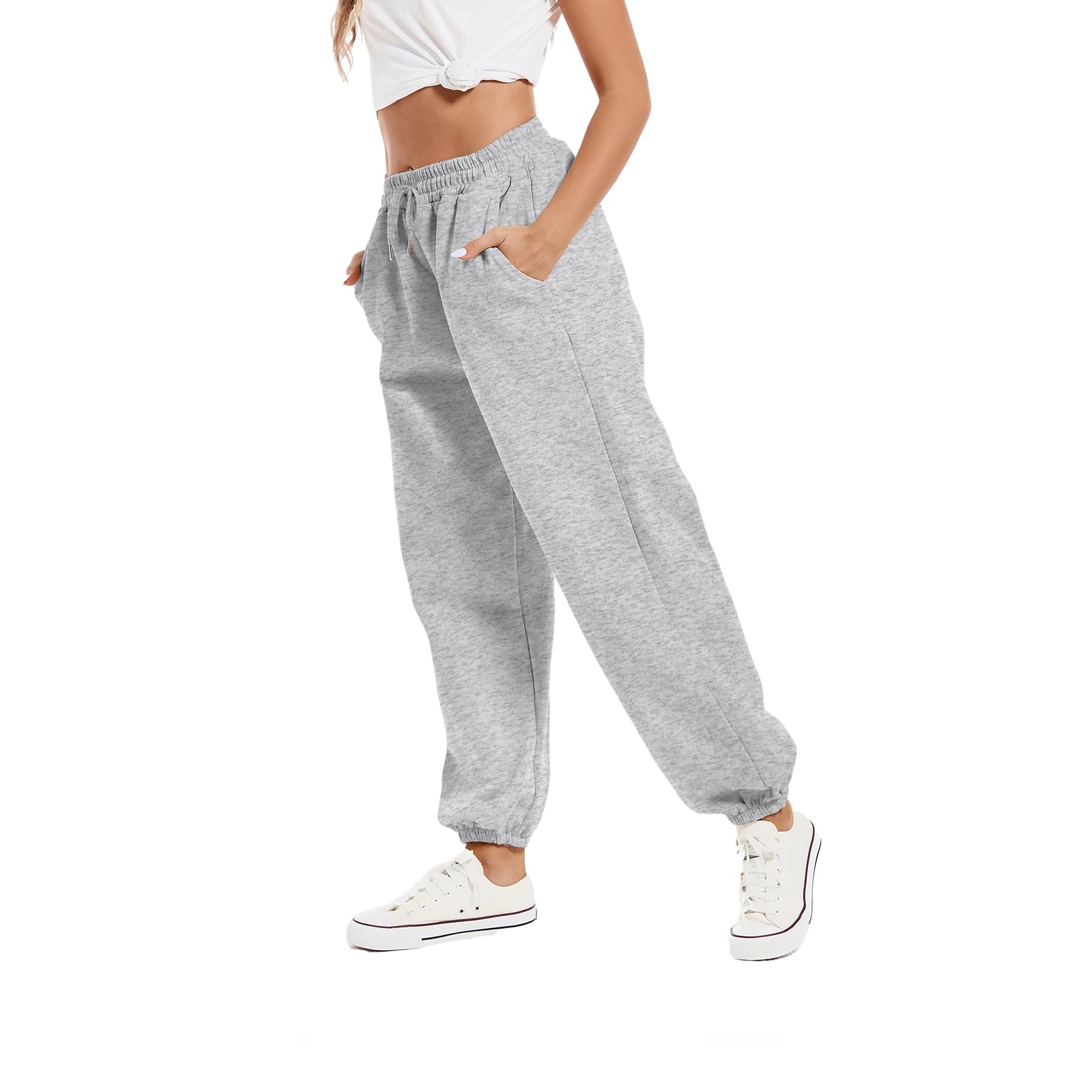 dockstreet Women Mid Rise Loose Baggy Fit Joggers/Loose Yoga Pants/Casual Extra Baggy Fit Lower Cotton 131Vva2-Bagyfitjogrlgrey 30 2