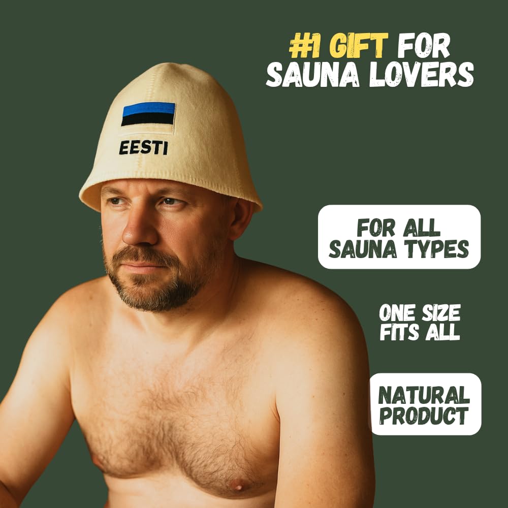 Naturalna czapka do sauny "Estonia", biała, 100% wełna organiczna, filcowa czapka do sauny dla mężczyzn i kobiet, do rosyjskiej banii, chroni głowę przed wysoką temperaturą, w zestawie