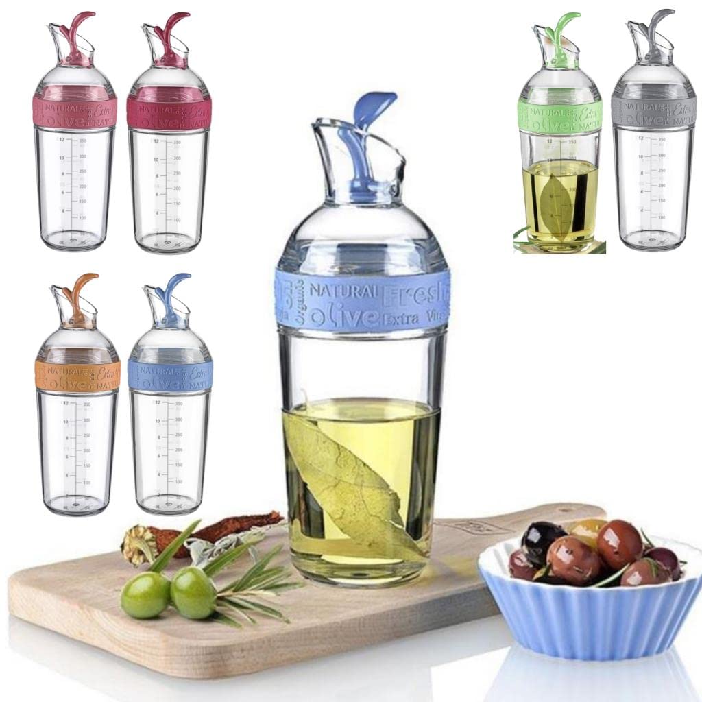 Sızdırmaz Yağdanlık Sosluk Sirke Şişesi 350ml Dekoratif Renkli Ayçiçek Yağı Sıvı Yağ Yağlık Damlatmaz Kapaklı Estetik (Mavi)
