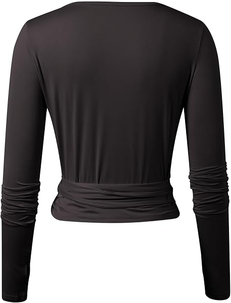 Générique Long Sleeve Crossover Top, Deep V Cross-Link System, Slim Fit for Yoga, Ballet and Pilates - 4